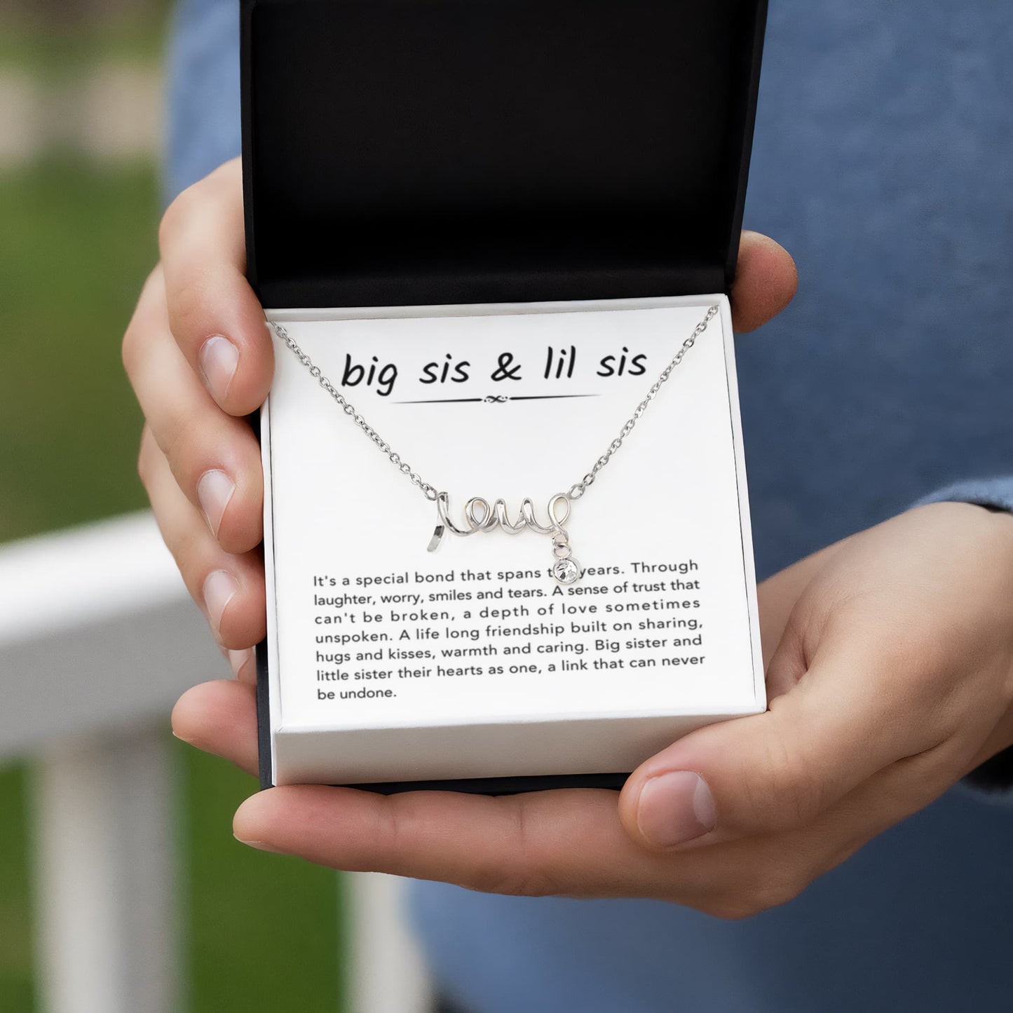 Big Sister & Little Sister Necklace - It's a special bond that spans the years - Gift for Sister - Scripted Love Necklace - Personalize Memories