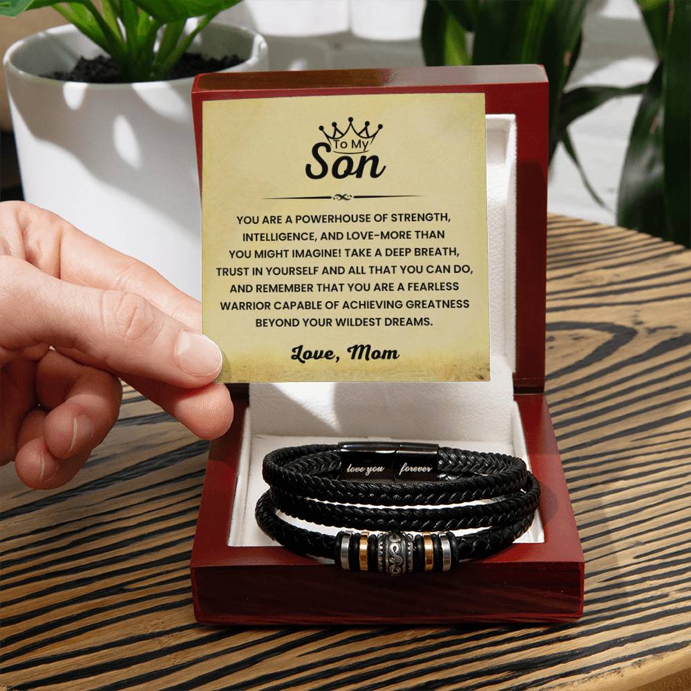 Mom to Son – Graduation, Birthday Gift – Love You Forever Bracelet - Personalize Memories