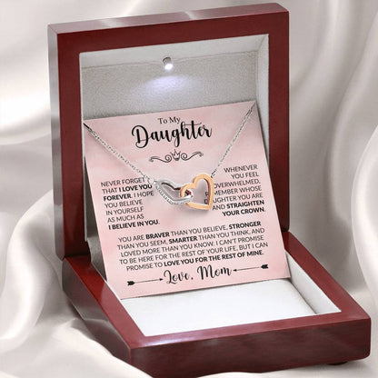 To My Daughter - Never Forget That I Love You - Interlocking Hearts Necklace Gift from Mom - Personalize Memories