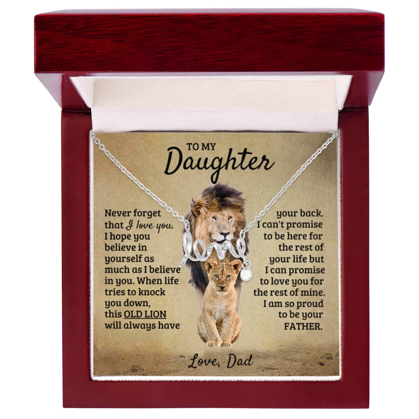 To My Daughter Necklace - Sentimental Birthday Gift from Dad, Meaningful Jewelry for Milestones & Holidays - Scripted Love Necklace - Personalize Memories