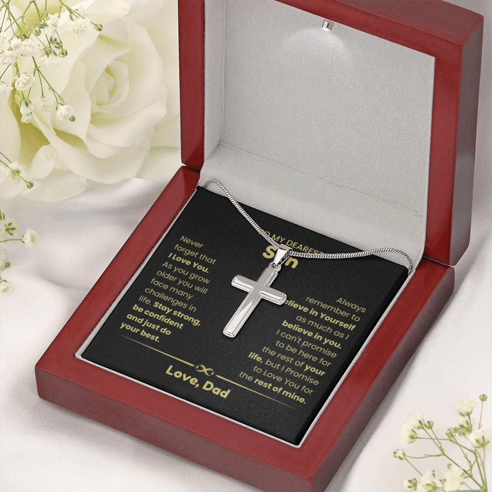 To My Son - As you grow older you will face many challenges in life - Son Gift from Dad - Artisan Cross Necklace - Personalize Memories