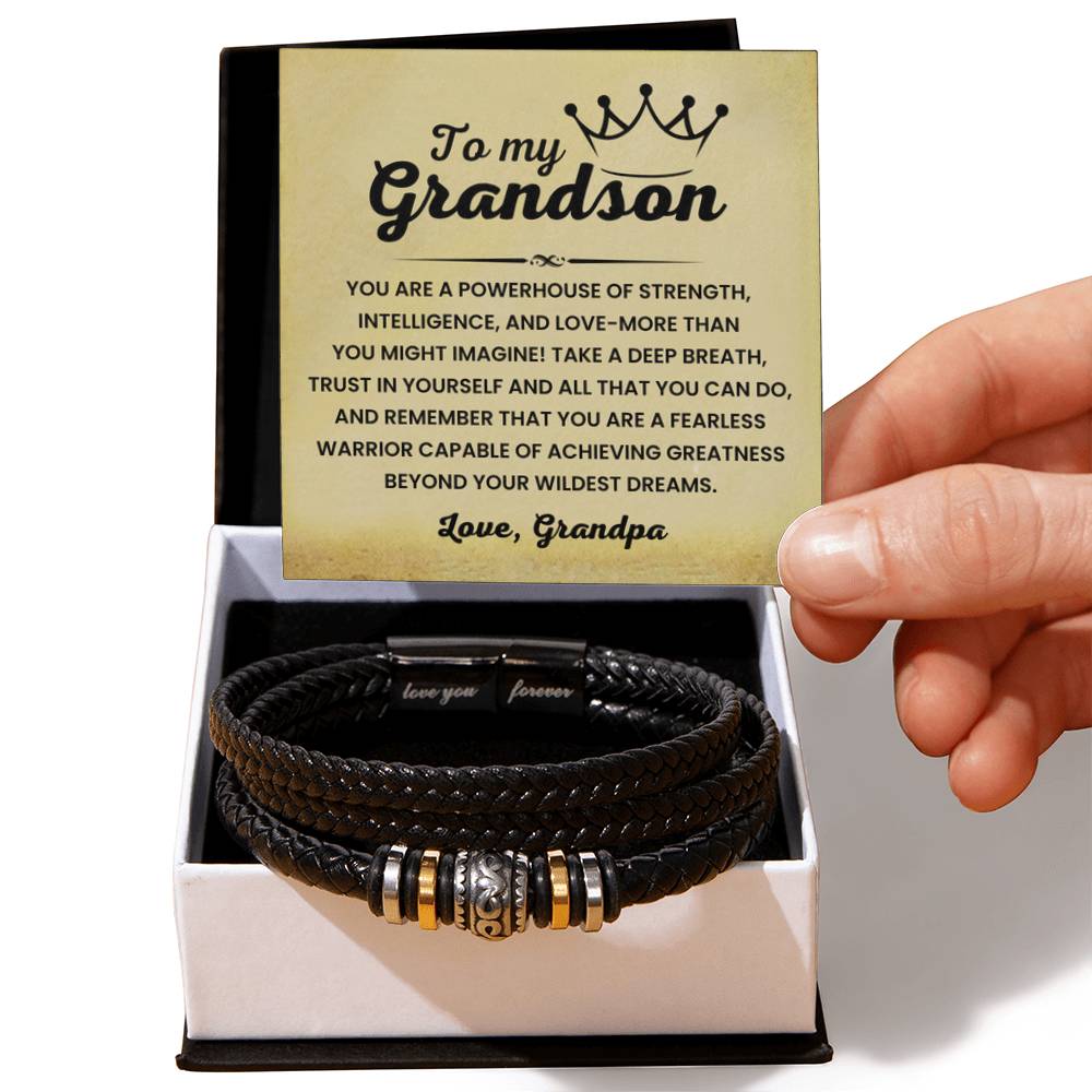 To My Grandson – Graduation, Holiday Gift from Grandpa – Love You Forever Bracelet - Personalize Memories