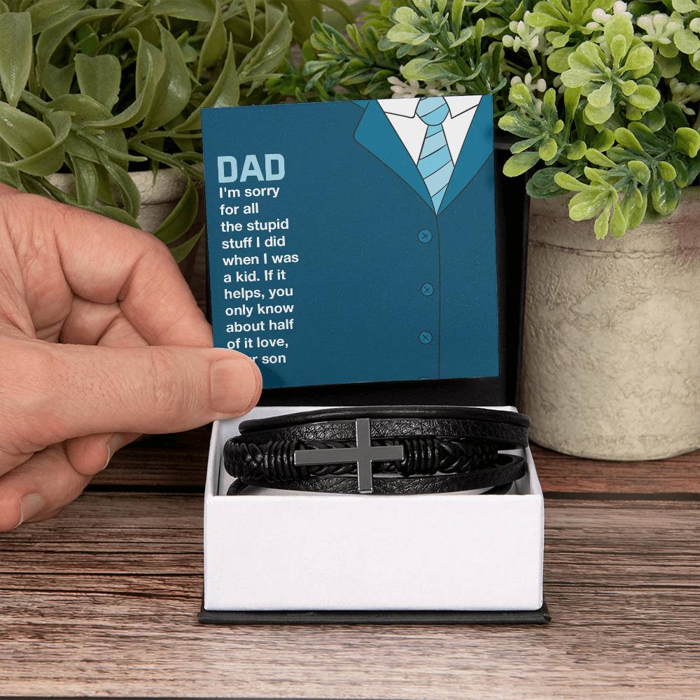 Dad You only know about half of it love - Gift from Son to Dad - Men's Cross Bracelet - Personalize Memories