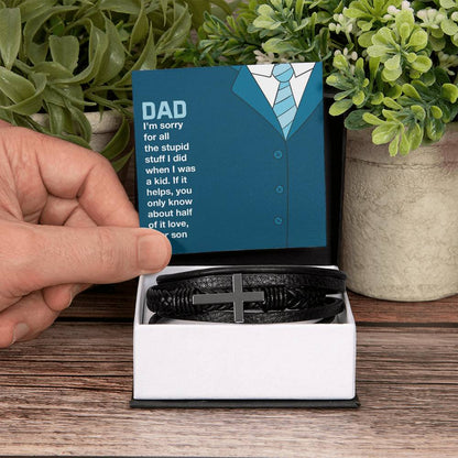 Dad You only know about half of it love - Gift from Son to Dad - Men's Cross Bracelet - Personalize Memories