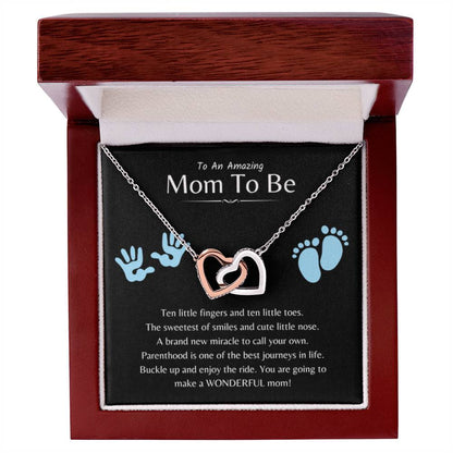 To an Amazing Mom To Be - Wonderful Mom To Be - Interlocking Hearts Necklace - Personalize Memories