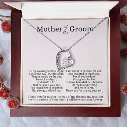 Mother of the Groom - Present for Mother in Law - Thank you for raising the man of my dreams - Forever Love Necklace - Personalize Memories