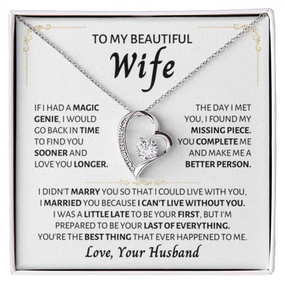 To My Beautiful Wife Necklace - Emotional Jewelry for Wife from Husband to Celebrate Love on Valentine’s Day & Beyond - Forever Love Necklace - Personalize Memories