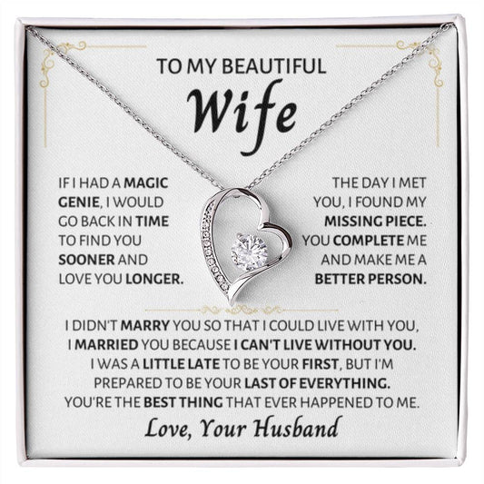 To My Beautiful Wife Necklace - Emotional Jewelry for Wife from Husband to Celebrate Love on Valentine’s Day & Beyond - Forever Love Necklace - Personalize Memories