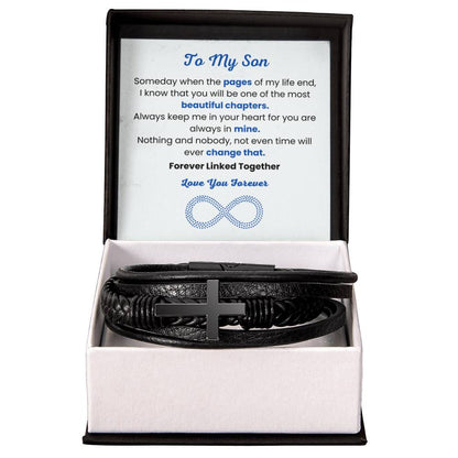 Son Graduation, Birthday Gift – Men’s Cross Bracelet - Personalize Memories
