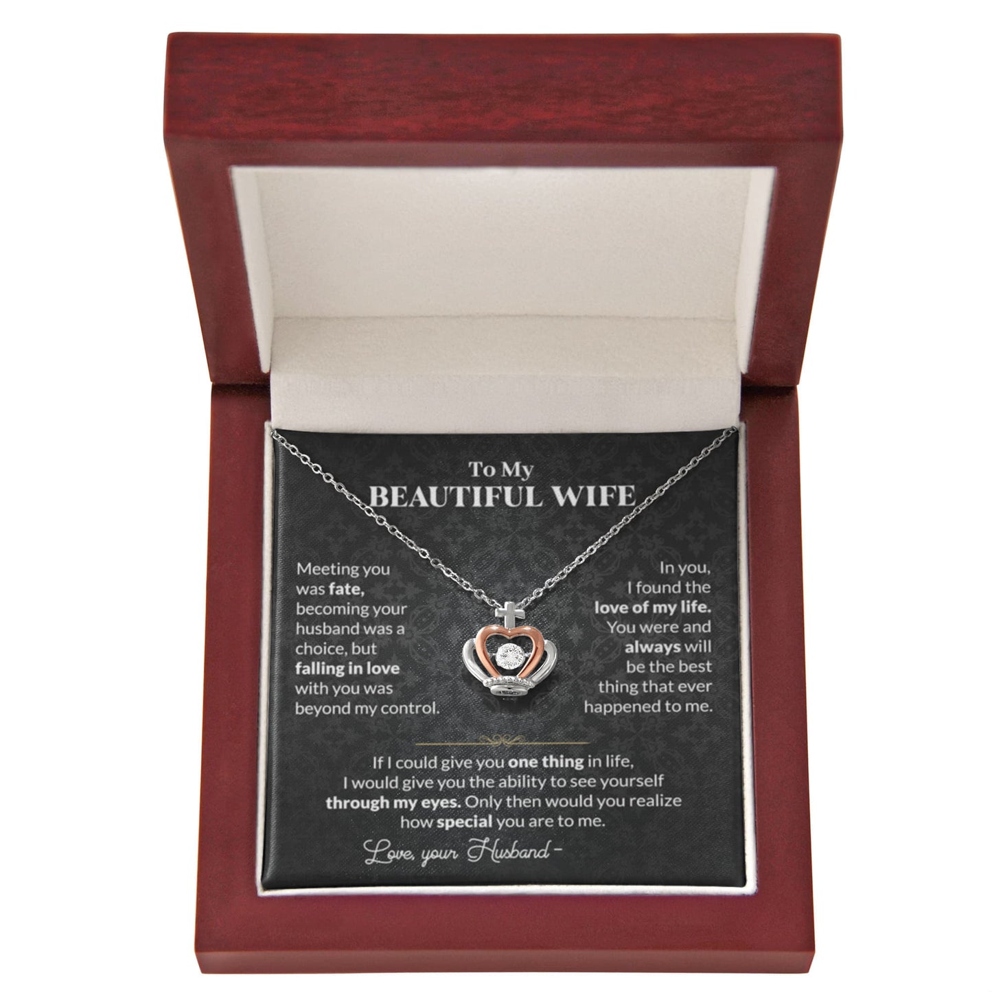 Cute Gift for Wife from Husband - Romantic Jewelry for Special Occasions - Crown Pendant Necklace - Personalize Memories