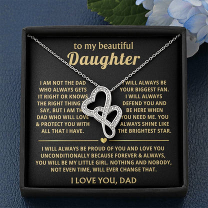 To My Daughter Necklace - Sentimental Birthday Gift from Dad, Meaningful Jewelry for Milestones & Holidays - Heart-to-heart Pendant Necklace - Personalize Memories