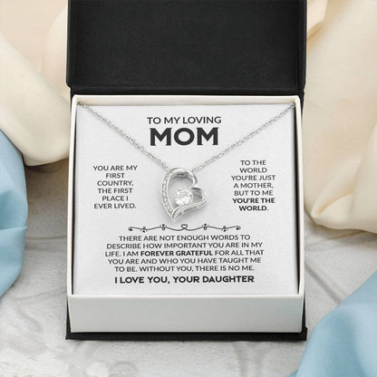 To My Loving Mom - You're My First Country - Forever Love Necklace Gift from Daughter - Personalize Memories