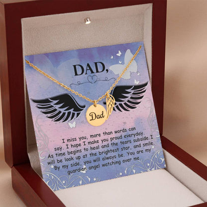 Angel Wing Dad Necklace Gift from Heaven - Father Sympathy Gift