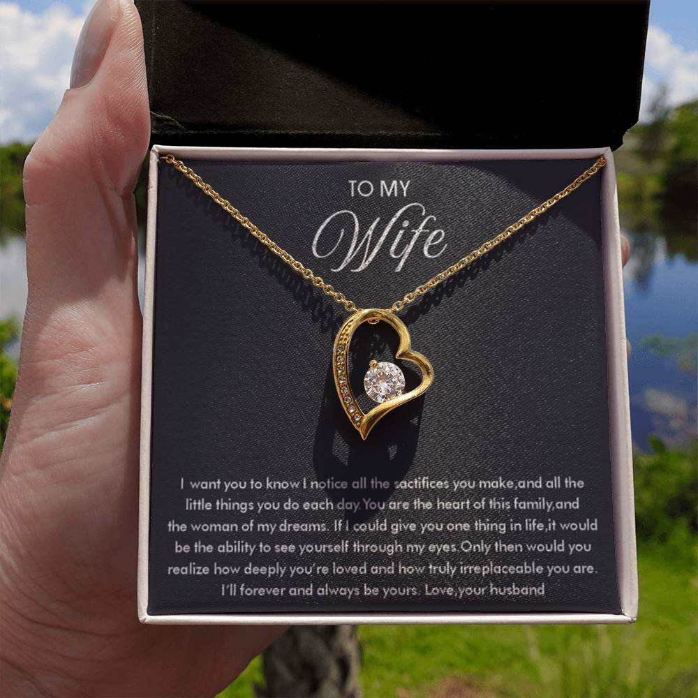 To My Wife Necklace - Romantic Everyday Jewelry Gift from Husband for Birthday, Valentine’s Day & Just Because - Forever Love Necklace - Personalize Memories
