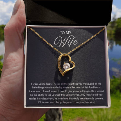 To My Wife Necklace - Romantic Everyday Jewelry Gift from Husband for Birthday, Valentine’s Day & Just Because - Forever Love Necklace - Personalize Memories