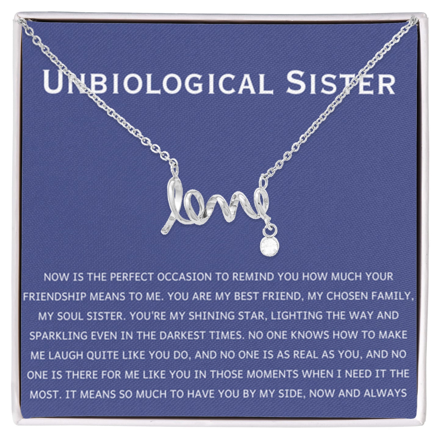 Unbiological Sister Necklace - Gift for Bonus Sister - Scripted Love Necklace - Personalize Memories