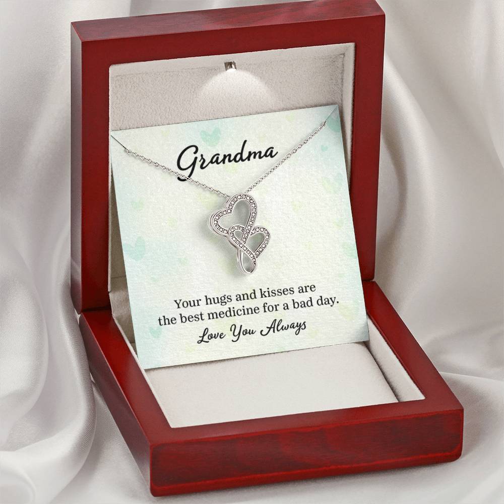 Gift for Grandma - Your Hugs and Kisses Grandma - Heart-to-heart Pendant Necklace - Personalize Memories