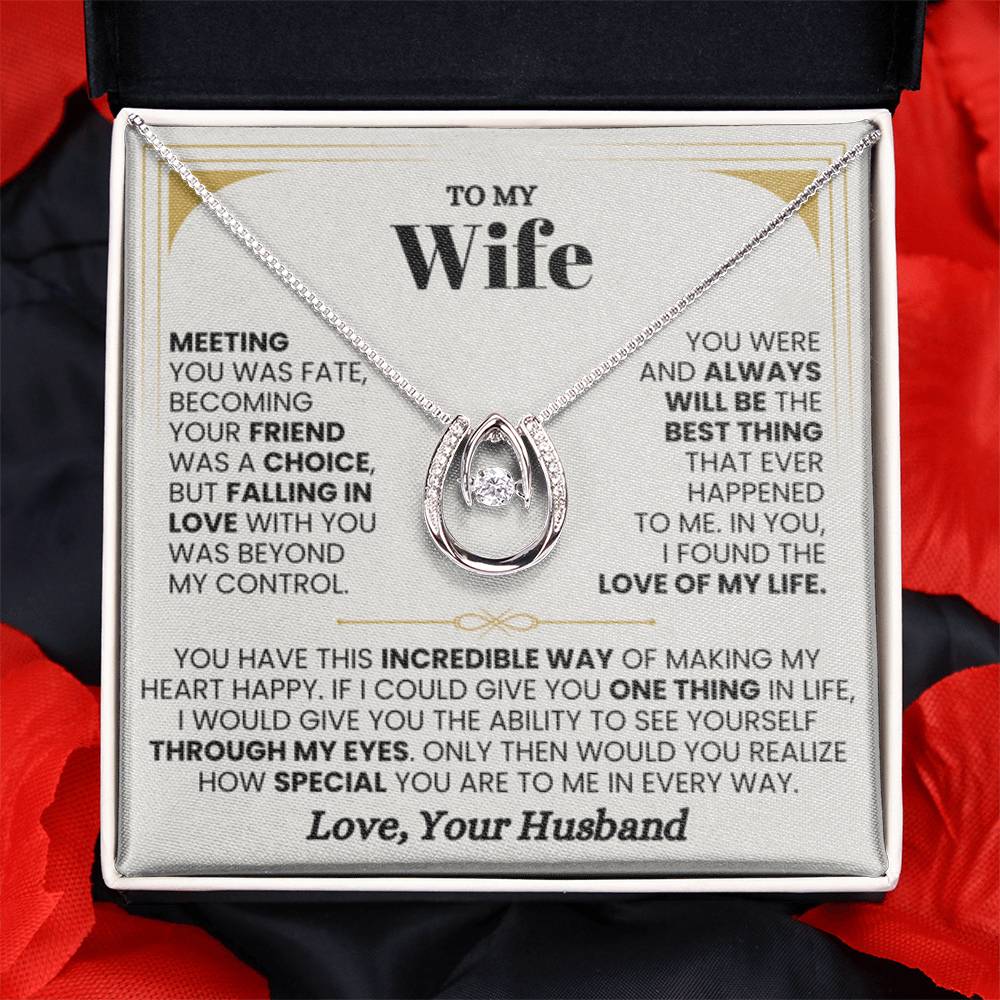 To My Wife Gift from Husband - Romantic Jewelry for Birthday & Anniversary Celebrations - Lucky In Love Necklace - Personalize Memories
