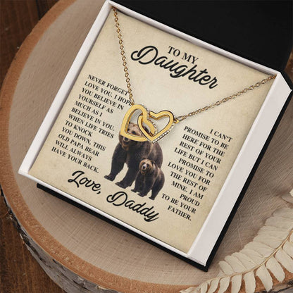 To My Daughter Necklace - Proud Dad to Daughter Jewelry for Birthday, Graduation & Special Celebrations - Interlocking Hearts Necklace - Personalize Memories