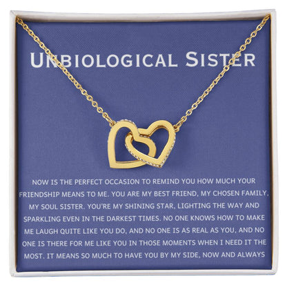 Unbiological Sister Necklace - Gift for Bonus Sister - Interlocking Hearts Necklace - Personalize Memories
