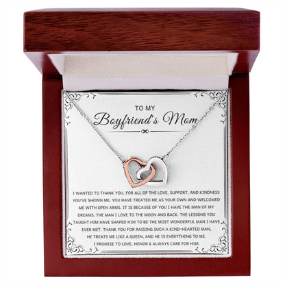 Sentimental Gift for Boyfriend's Mom - I wanted to thank you - Interlocking Hearts Necklace - Personalize Memories