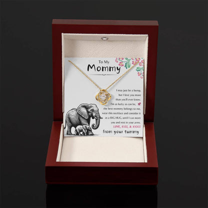 To My Mommy - Love Kiss & Kicks from Your Tummy - Love Knot Necklace - New Mom Gift - Personalize Memories