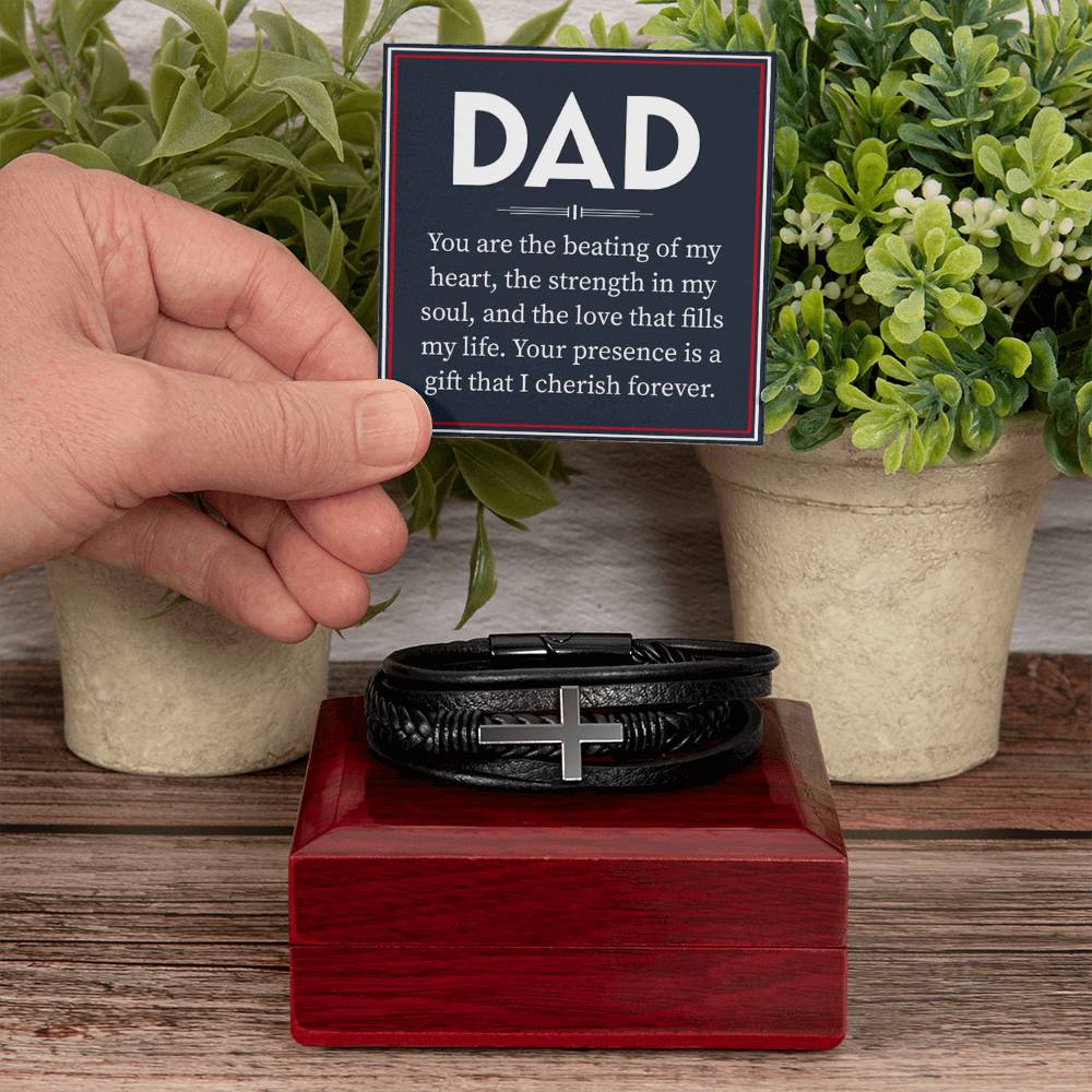 Dad - You are the beating of my heart - Men's Cross Bracelet - Personalize Memories