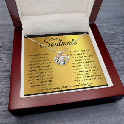To My Soulmate Necklace - Special Gift for Birthday & Valentine’s Day - Crown Pendant Necklace - Personalize Memories