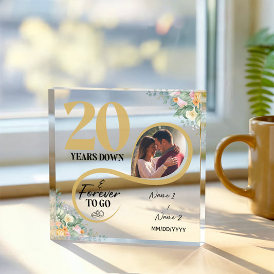 Personalized Acrylic Block, Custom Photo, Happy 20th Wedding Anniversary Gifts, Marriage Gifts, 20 Year Married Gift, Wife Husband Present