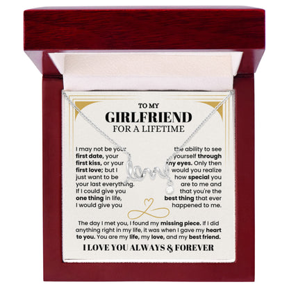 To My Girlfriend Necklace - Soulmate Jewelry Gift for Valentine’s Day, Birthday - Scripted Love Necklace - Personalize Memories