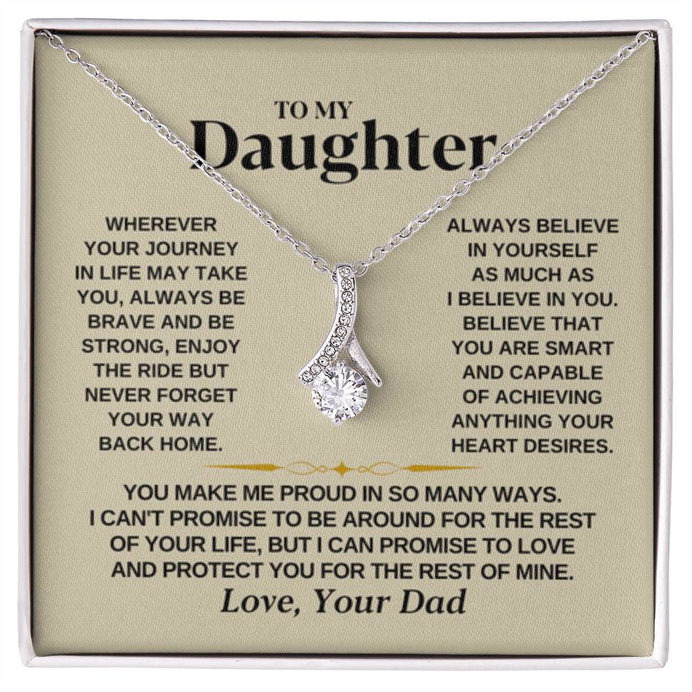 To My Daughter Necklace – Daughter Christmas Graduation Jewelry Gift from Dad – Alluring Beauty Necklace - Personalize Memories