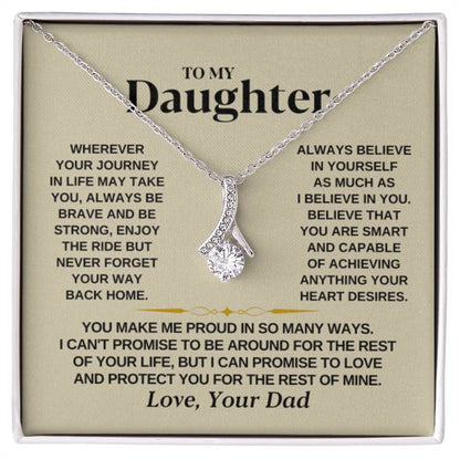 To My Daughter Necklace – Daughter Christmas Graduation Jewelry Gift from Dad – Alluring Beauty Necklace - Personalize Memories