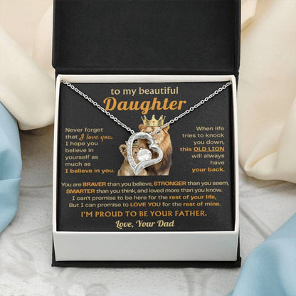 To My Daughter Necklace - Sentimental Jewelry Gift from Dad for Graduation & Life Achievements - Forever Love Necklace - Personalize Memories