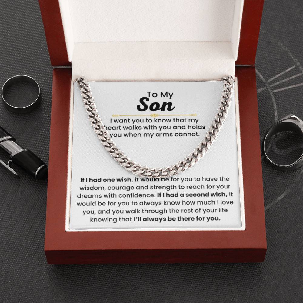 To My Son - If I had one wish - Cuban Link Chain - Gift for Son - Personalize Memories