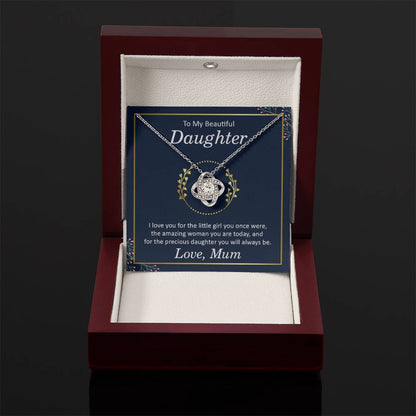 To My Daughter Necklace – Mum to Daughter Present for Graduation – Love Knot Necklace - Personalize Memories