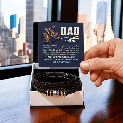 Gift for Dad from Kids - #1 Biker Dad - Love You Forever Bracelet - Personalize Memories