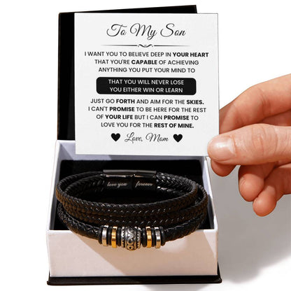 Gift for Son from Mom – Christmas, Graduation – Love You Forever Bracelet - Personalize Memories