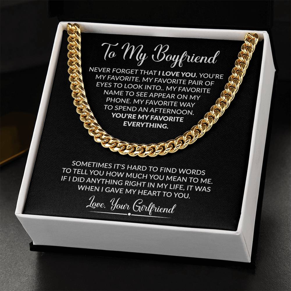 To My Boyfriend - Sometimes It's Hard To Find Words To Tell You - Cuban Link Chain - Personalize Memories