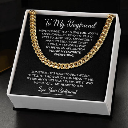To My Boyfriend - Sometimes It's Hard To Find Words To Tell You - Cuban Link Chain - Personalize Memories
