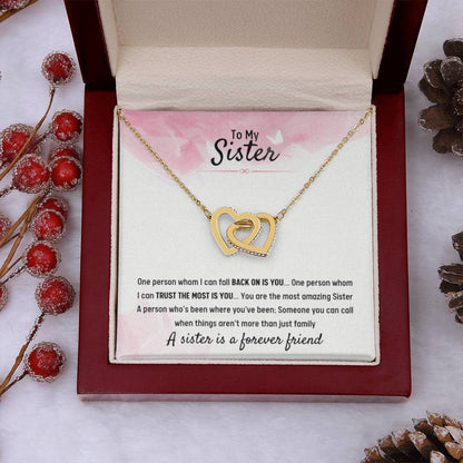 Jewelry Gift for Sister - A sister is a forever friend - Interlocking Hearts Necklace - Personalize Memories
