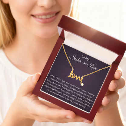 To My Sister In Law - Thank You for Accepting Me - Scripted Love Necklace - Personalize Memories