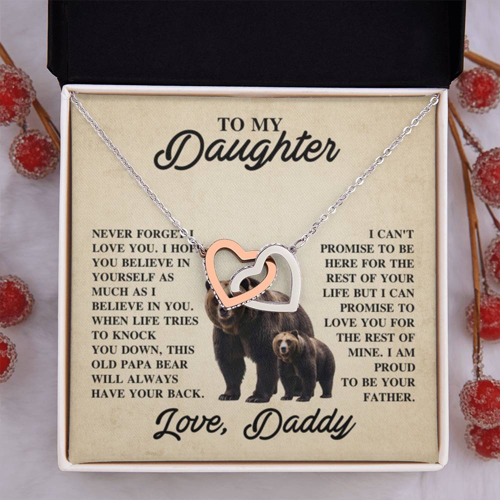 To My Daughter Necklace - Proud Dad to Daughter Jewelry for Birthday, Graduation & Special Celebrations - Interlocking Hearts Necklace - Personalize Memories