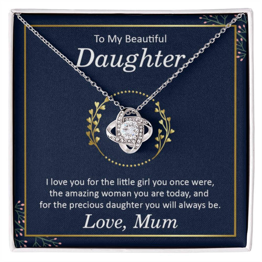 To My Daughter Necklace – Mum to Daughter Present for Graduation – Love Knot Necklace - Personalize Memories