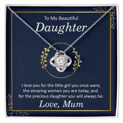 To My Daughter Necklace – Mum to Daughter Present for Graduation – Love Knot Necklace - Personalize Memories