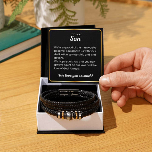 To Our Son Bracelet – Birthday, Graduation, Christmas Gift from Parents – Love You Forever Bracelet - Personalize Memories