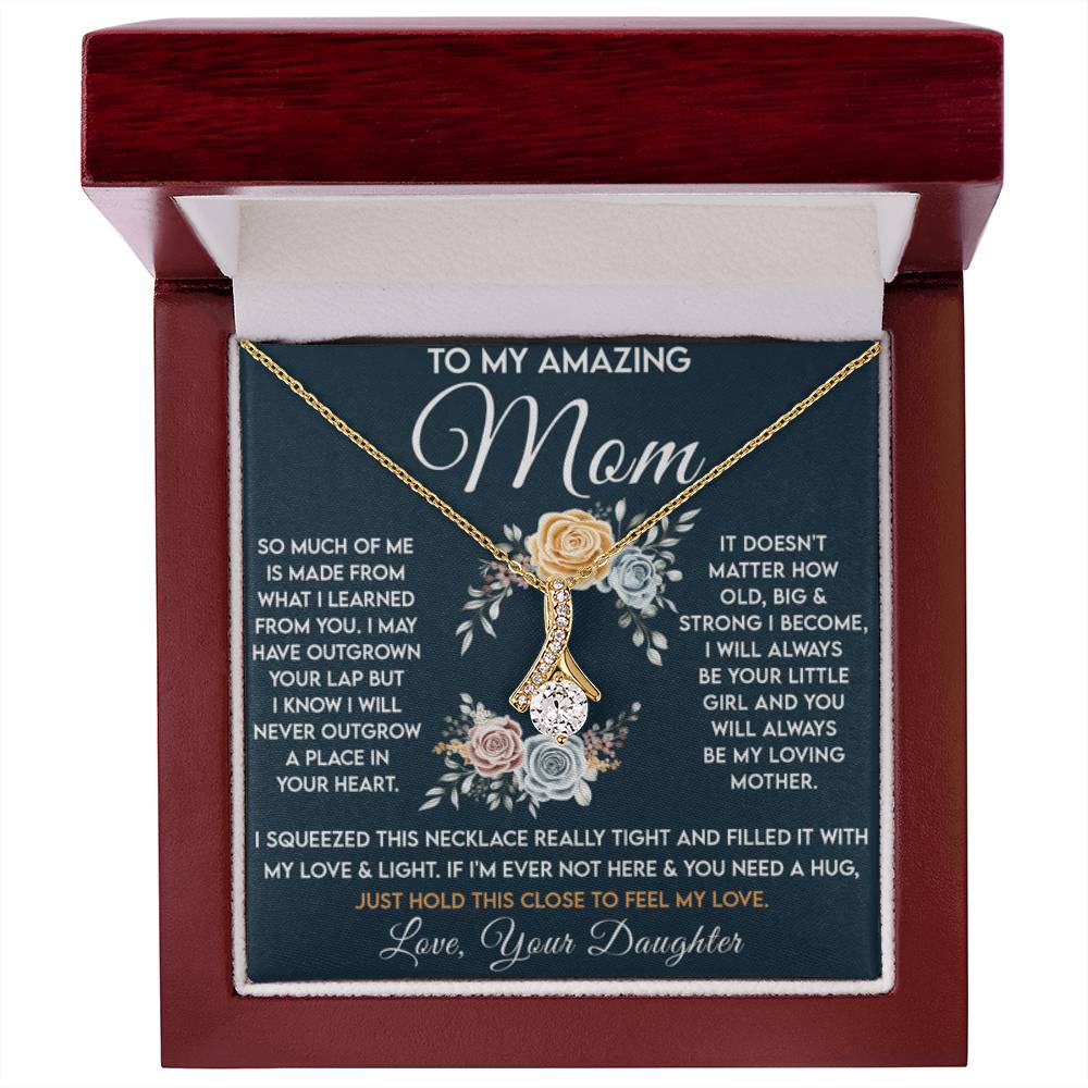 To My Amazing Mom - Just Hold This Close To Feel My Love - Alluring Beauty Necklace - Best for Birthday, Christmas & Mother's Day - Personalize Memories