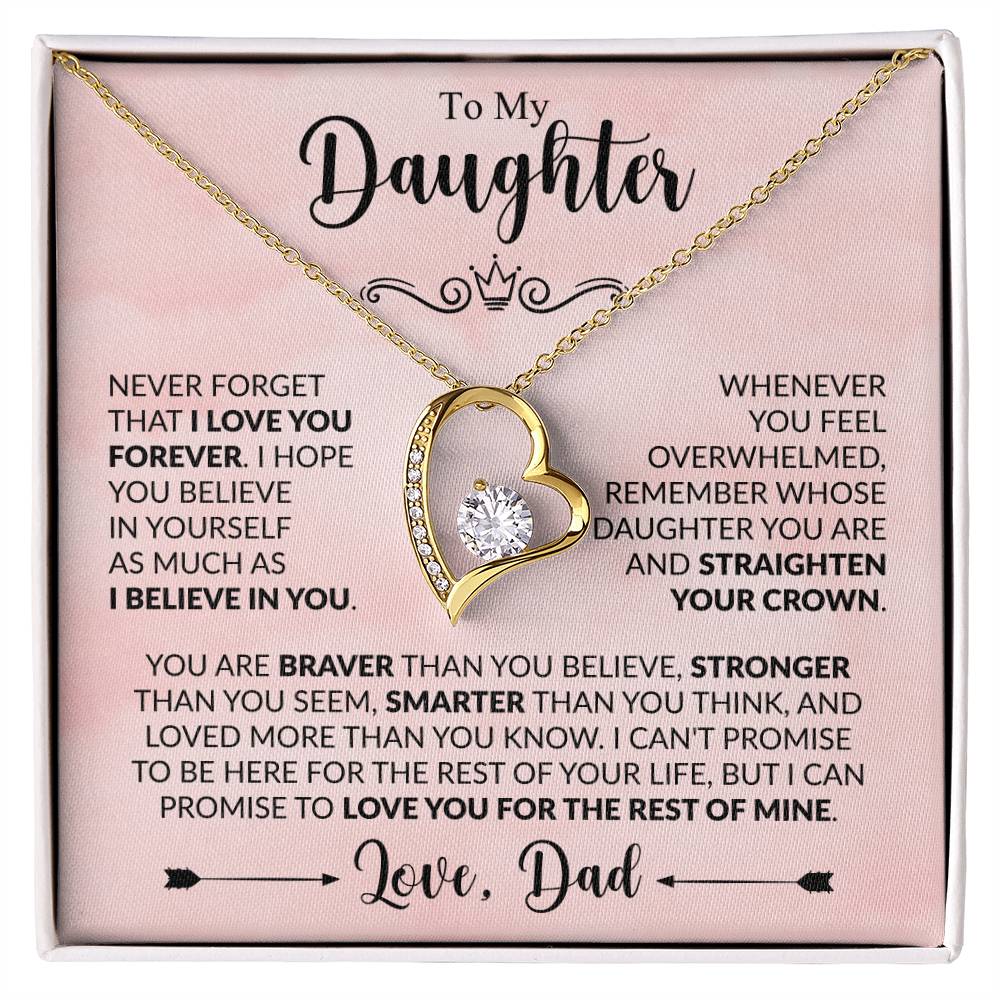 To My Daughter - Never Forget That I Love You - Forever Love Necklace Gift from Dad - Personalize Memories