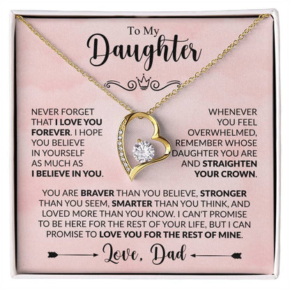 To My Daughter - Never Forget That I Love You - Forever Love Necklace Gift from Dad - Personalize Memories