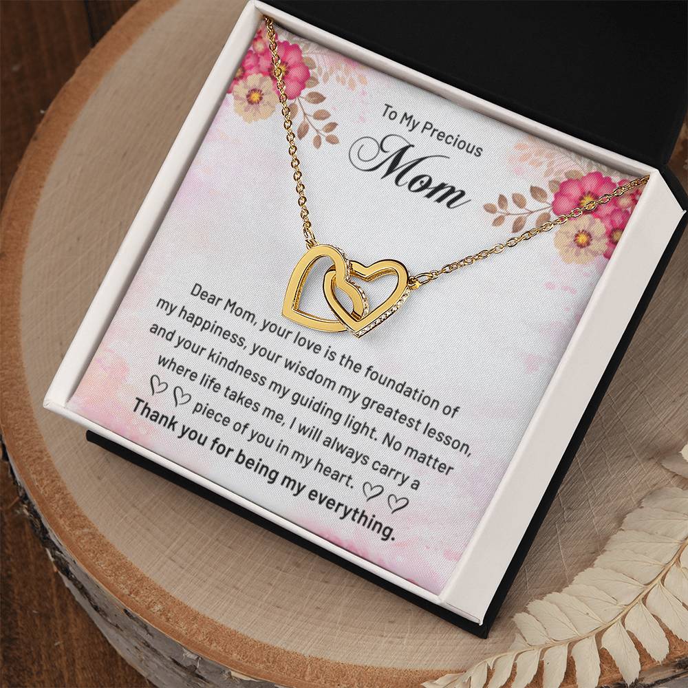 To My Precious Mom - Thank You For Being My Everything - Interlocking Hearts Necklace - Best Gift For Mom - Personalize Memories