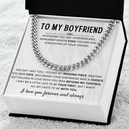 Girlfriend to Boyfriend Gift – Cuban Link Chain – Birthday & Anniversary Gift for Him - Personalize Memories